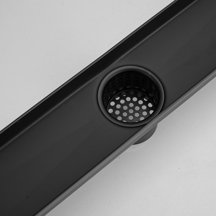 32'' Matte Black Stainless Steel Linear Shower Drain with Slot Pattern Cover