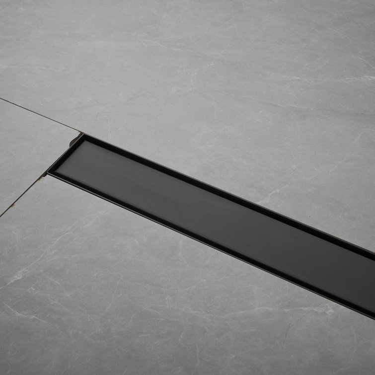 32'' Matte Black Stainless Steel Linear Shower Drain with Slot Pattern Cover