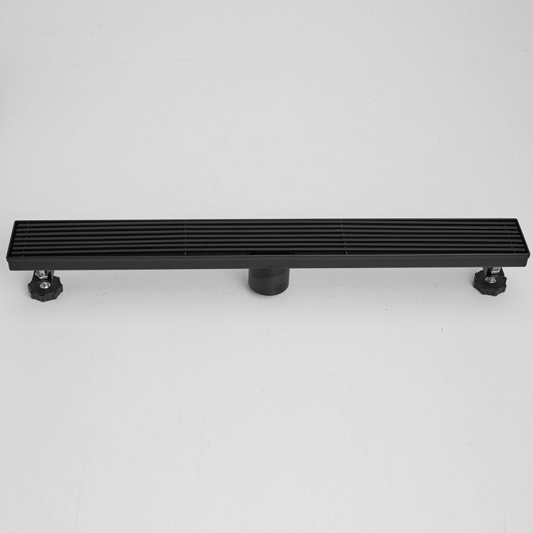 32'' Matte Black Stainless Steel Linear Shower Drain with Slot Pattern Cover