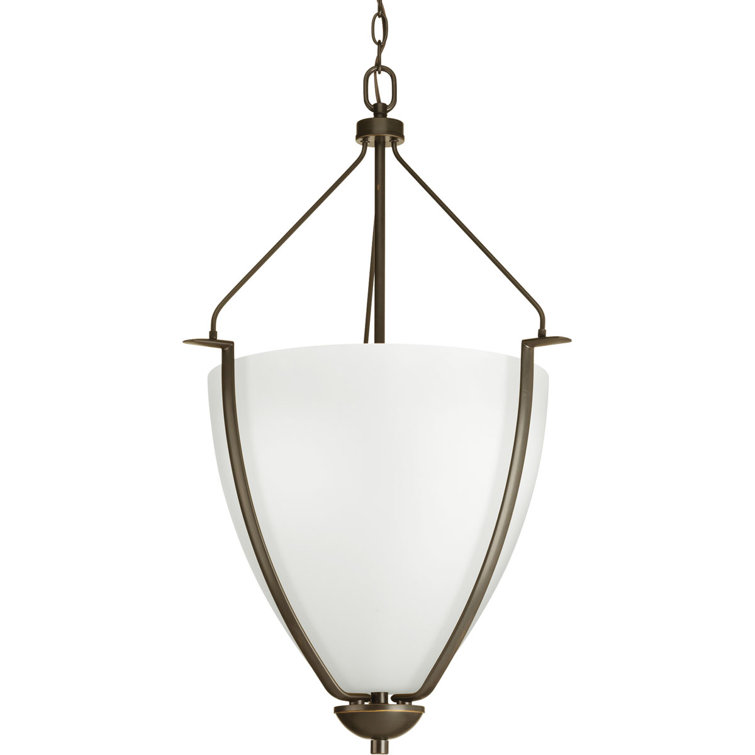 Antique Bronze Pendant Light with Etched Glass Shade