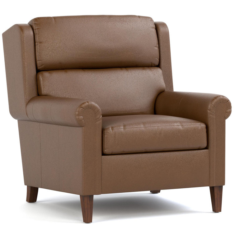 Selvano Bark Genuine Leather Small Roll Arm Chair