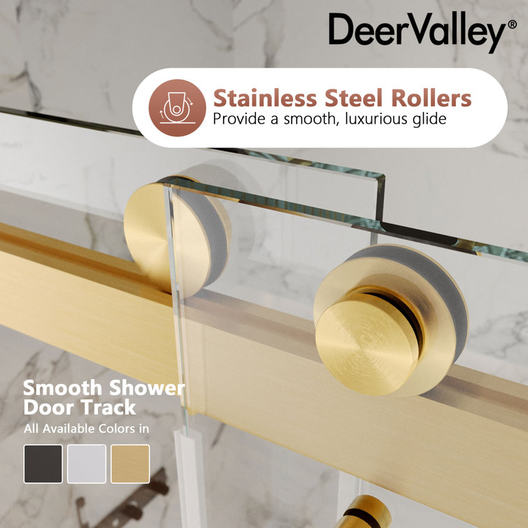 Concord Gold Frameless Sliding Shower Door with Tempered Glass