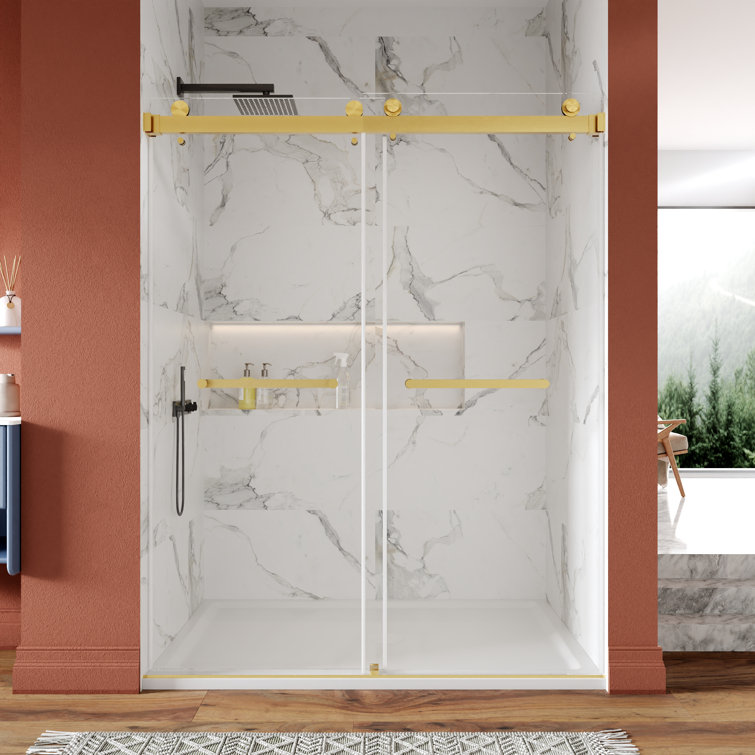 Concord Gold Frameless Sliding Shower Door with Tempered Glass