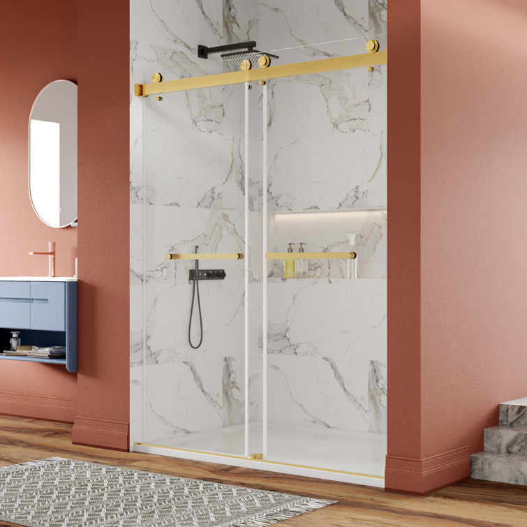 Concord Gold Frameless Sliding Shower Door with Tempered Glass