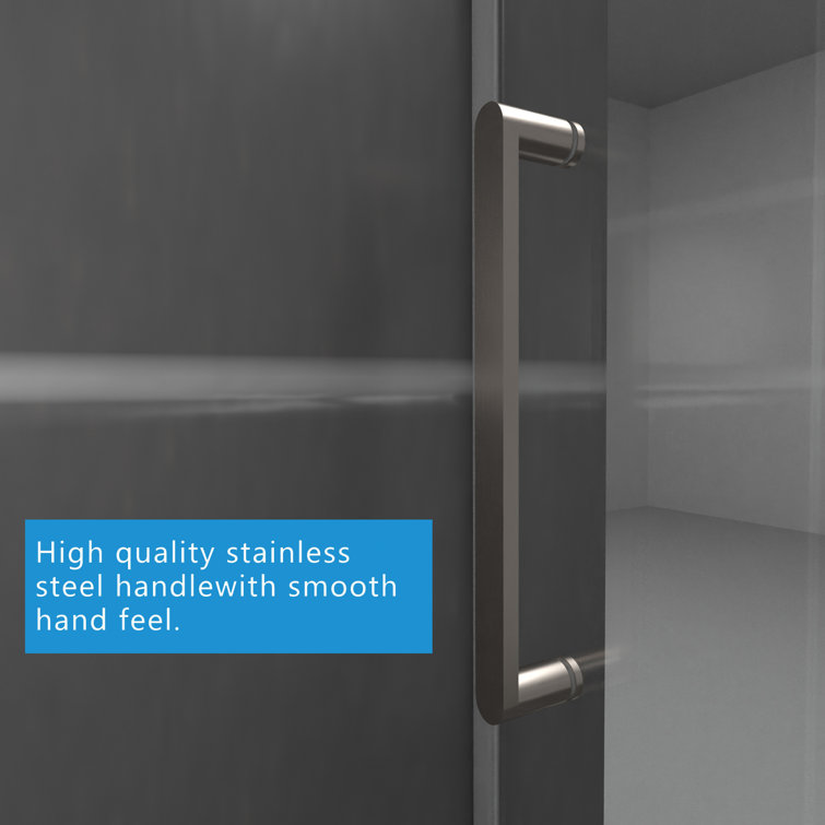 60" Frameless Brushed Nickel Sliding Shower Door with Clear Glass
