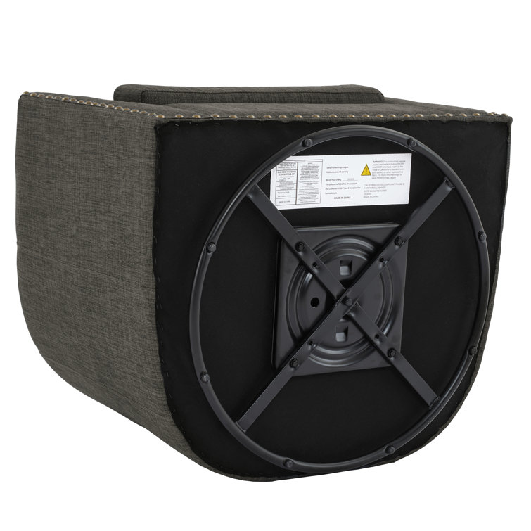 Gray Polyester Blend Swivel Barrel Chair Set with Nailhead Trim