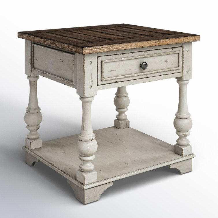 Morgan Creek Antique White and Tobacco 24'' Traditional End Table with Storage
