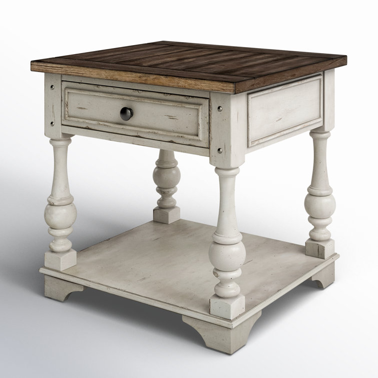 Morgan Creek Antique White and Tobacco 24'' Traditional End Table with Storage