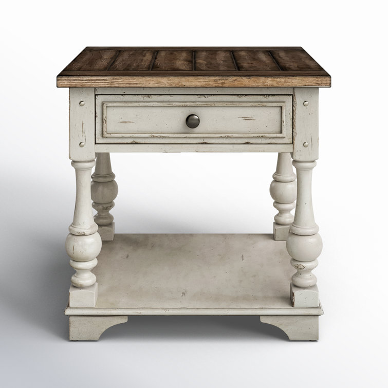 Morgan Creek Antique White and Tobacco 24'' Traditional End Table with Storage