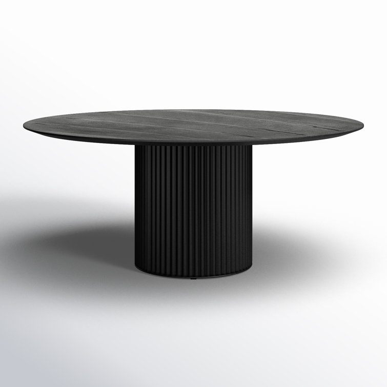 Ebano Round Pedestal Dining Table with Wood Grain Finish