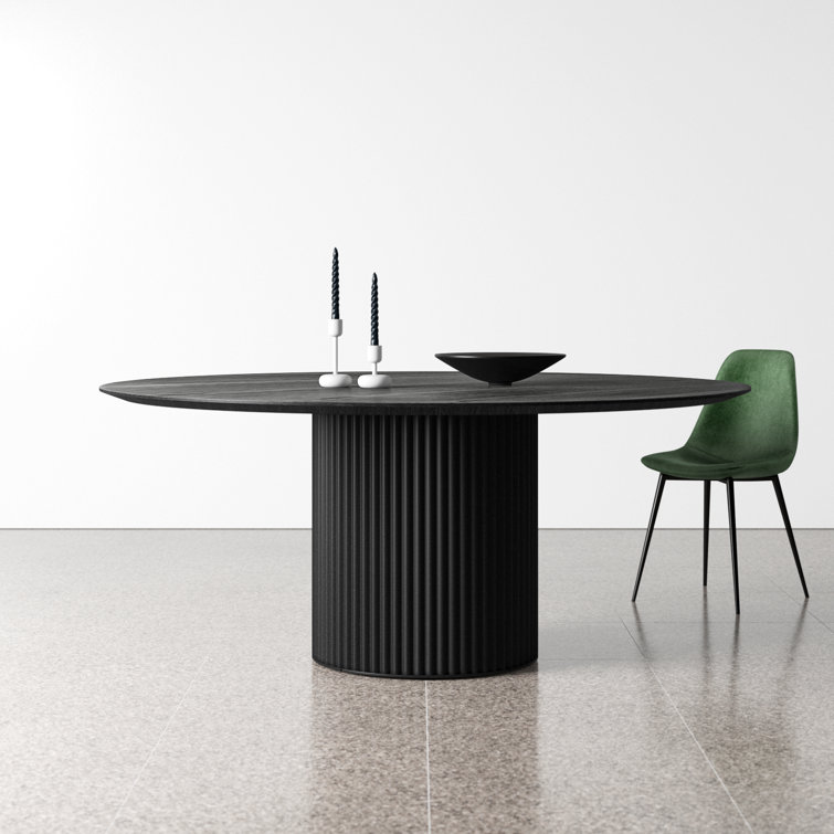 Ebano Round Pedestal Dining Table with Wood Grain Finish