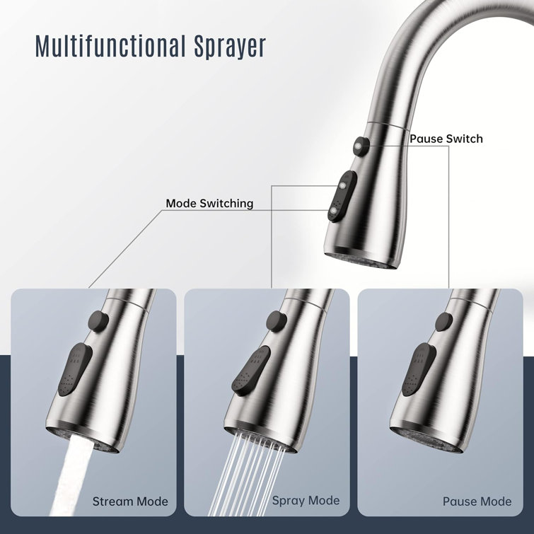 Brushed Nickel Stainless Steel Pull-Out Spray Kitchen Faucet