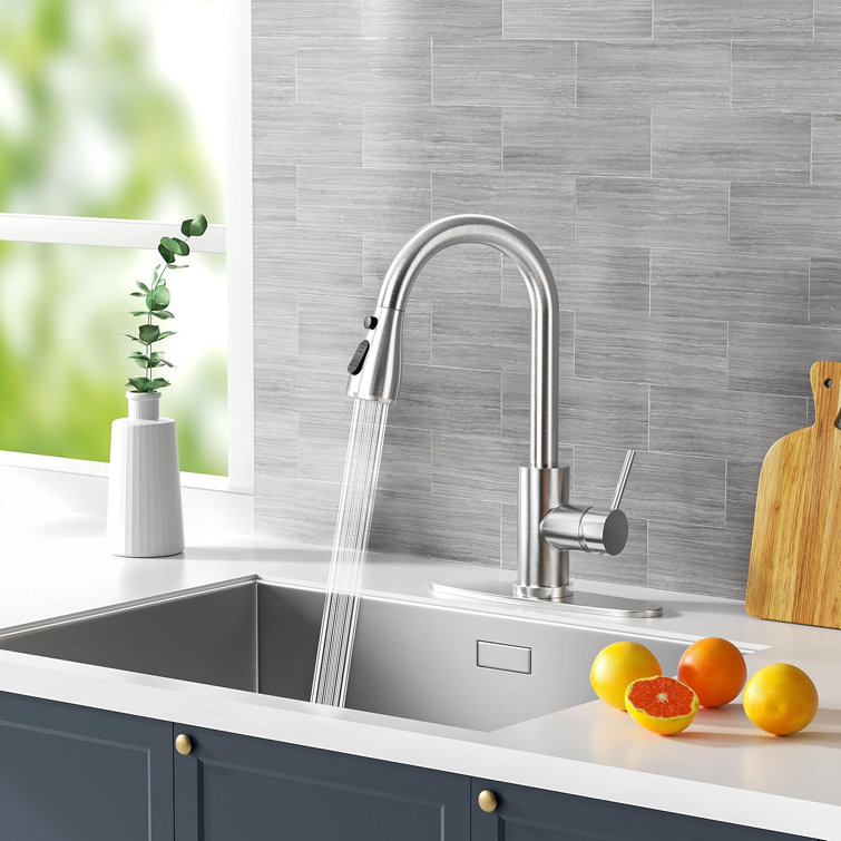 Brushed Nickel Stainless Steel Pull-Out Spray Kitchen Faucet