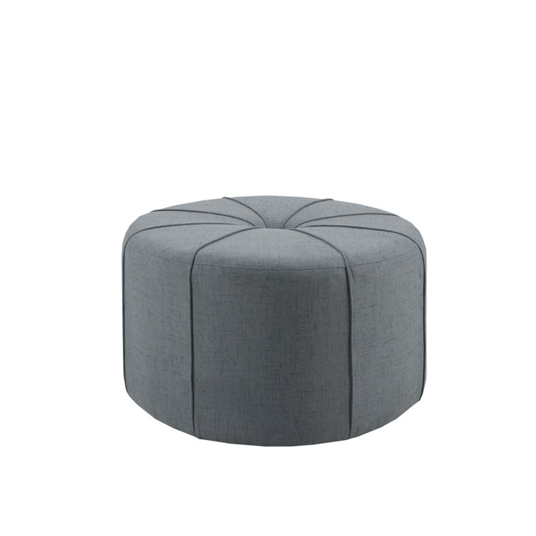Ferris Charcoal Grey Flannel Tufted Oval Cocktail Ottoman
