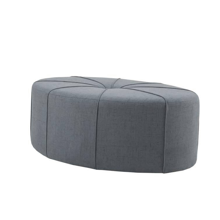 Ferris Charcoal Grey Flannel Tufted Oval Cocktail Ottoman