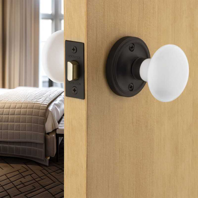 Classic White Porcelain Door Knob with Oil Rubbed Bronze Rosette