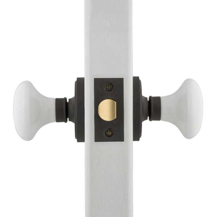 Classic White Porcelain Door Knob with Oil Rubbed Bronze Rosette