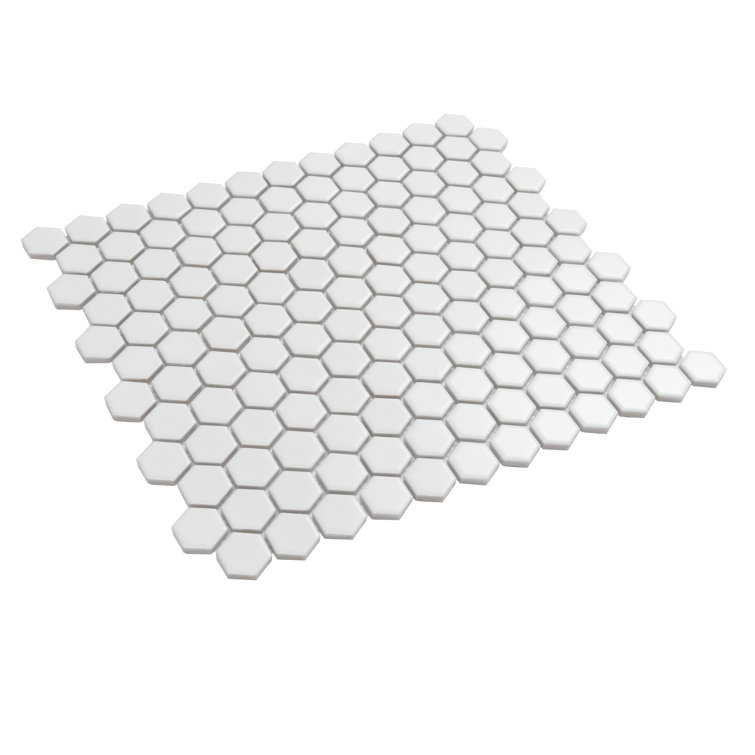 Apollo 16" Matte Black Porcelain Hexagon Mosaic Tile
