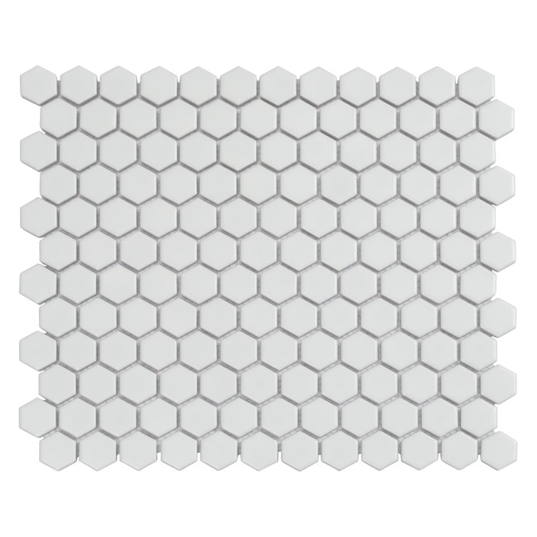 Apollo 16" Matte Black Porcelain Hexagon Mosaic Tile