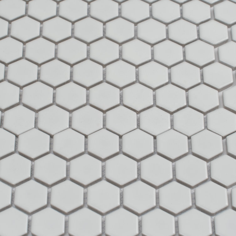 Apollo 16" Matte Black Porcelain Hexagon Mosaic Tile