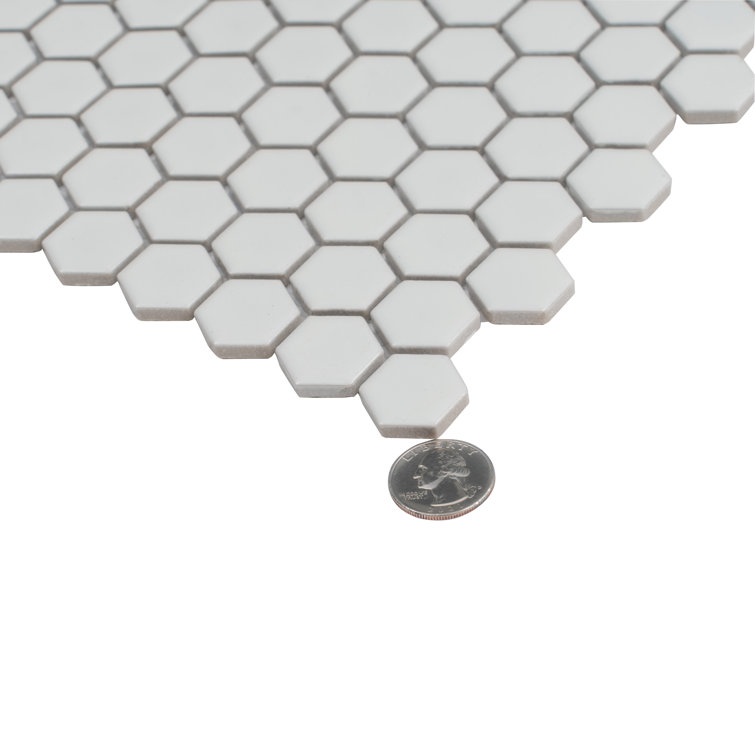 Apollo 16" Matte Black Porcelain Hexagon Mosaic Tile