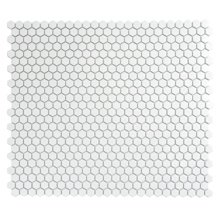 Apollo 16" Matte Black Porcelain Hexagon Mosaic Tile
