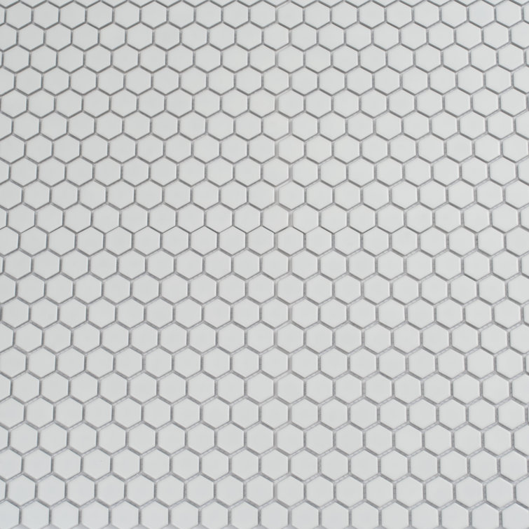 Apollo 16" Matte Black Porcelain Hexagon Mosaic Tile