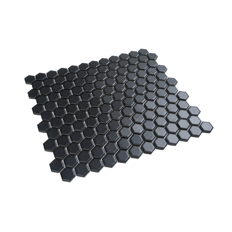 Black Matte Hexagon Porcelain Mosaic Tile for Kitchen and Bathroom
