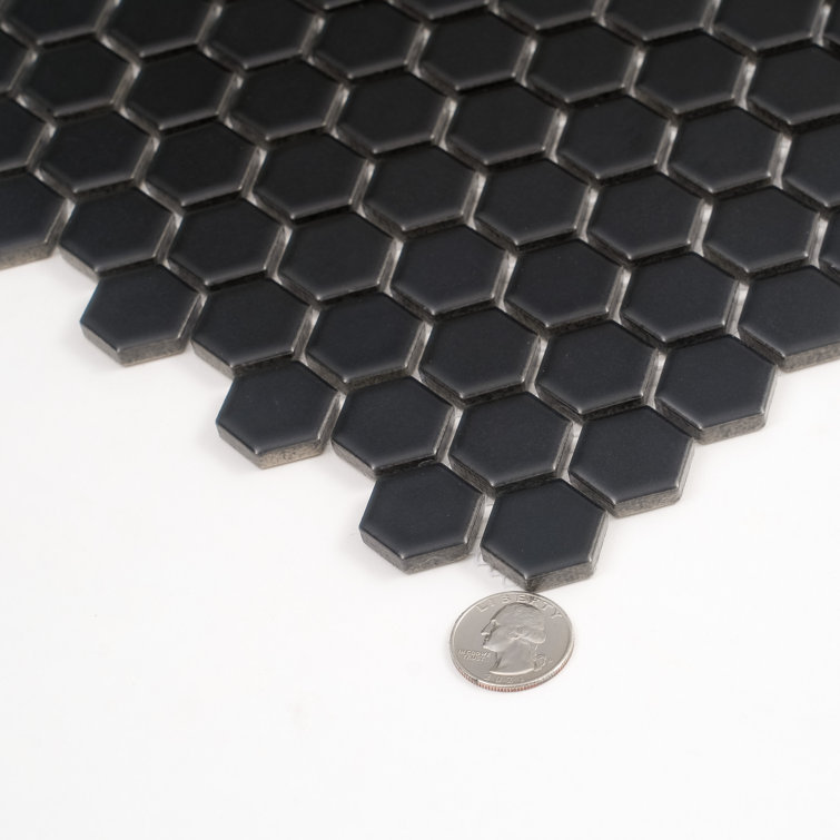 Black Matte Hexagon Porcelain Mosaic Tile for Kitchen and Bathroom