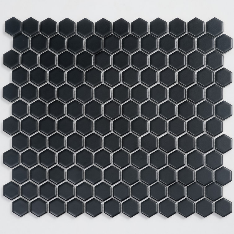 Black Matte Hexagon Porcelain Mosaic Tile for Kitchen and Bathroom