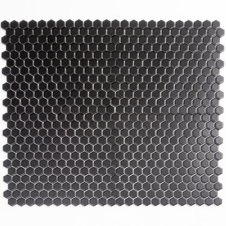 Black Matte Hexagon Porcelain Mosaic Tile for Kitchen and Bathroom