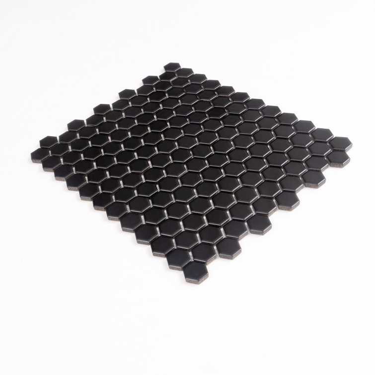 Black Matte Hexagon Porcelain Mosaic Tile for Kitchen and Bathroom