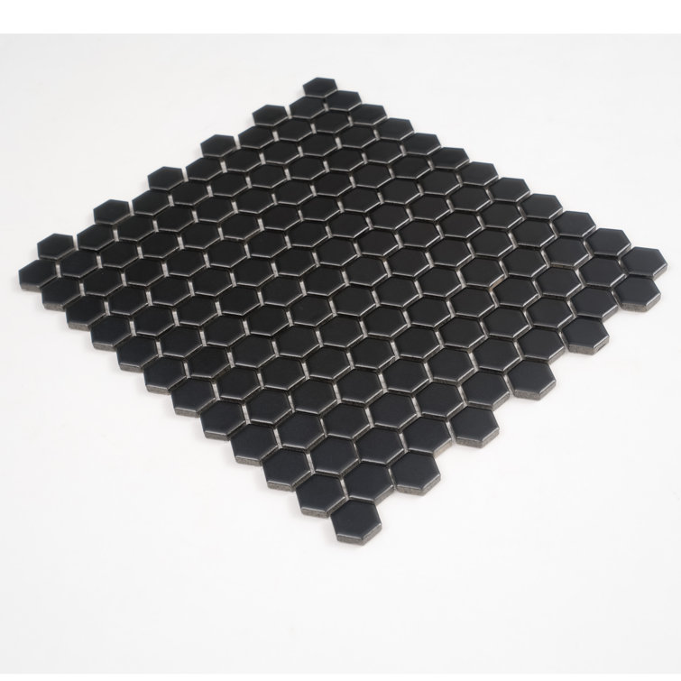 Black Matte Hexagon Porcelain Mosaic Tile for Kitchen and Bathroom