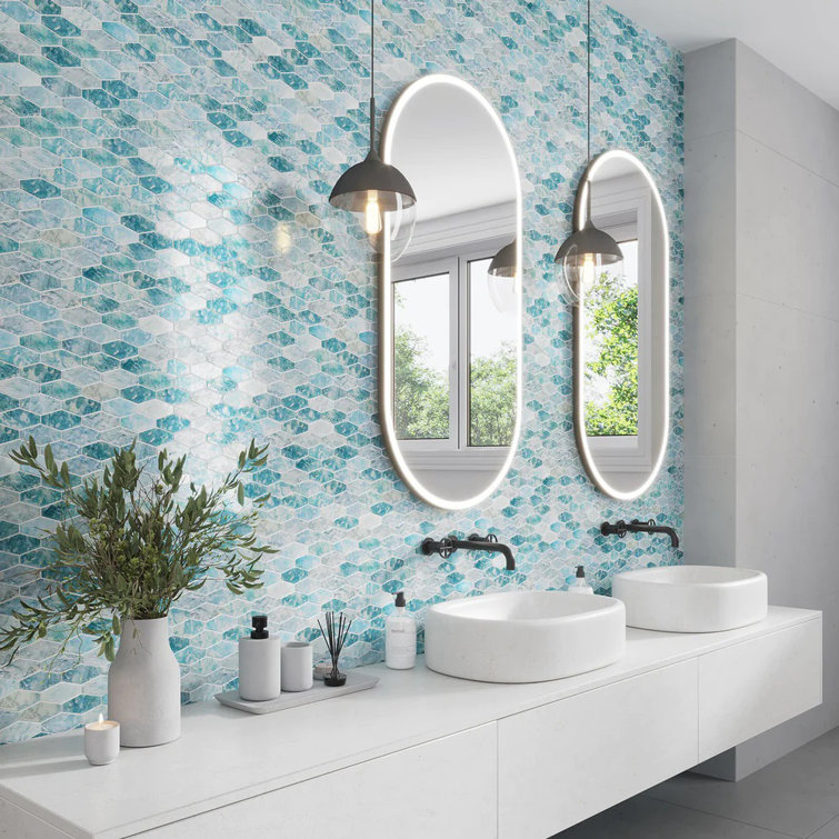 Aqua Hexagon Matte Glass Mosaic Tile for Walls and Floors