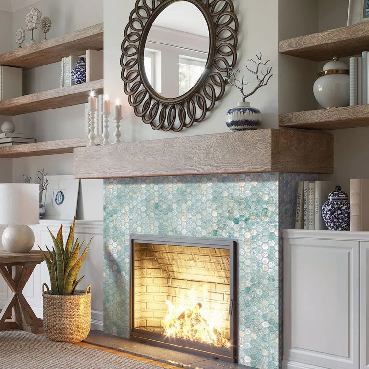 Aqua Iridescent Hexagon Glass Mosaic Tile for Wall and Floor