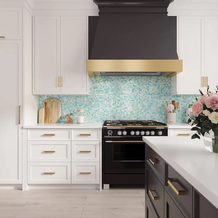 Aqua Iridescent Hexagon Glass Mosaic Tile for Wall and Floor