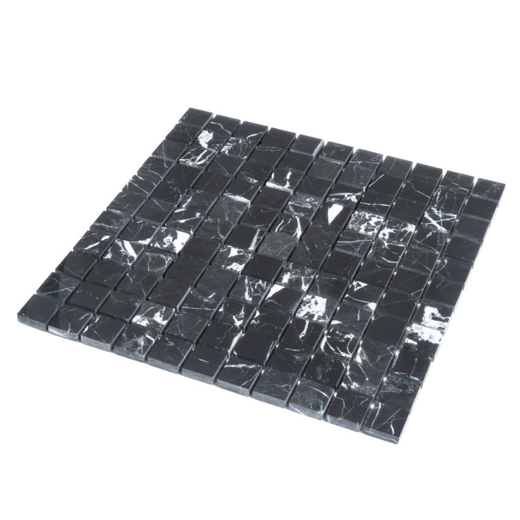 Nero Marquina Black Marble Square Mosaic Tile 16" x 16"