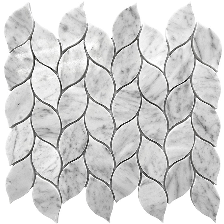 Polished Carrara White Leaf Mosaic Tile for Walls and Floors