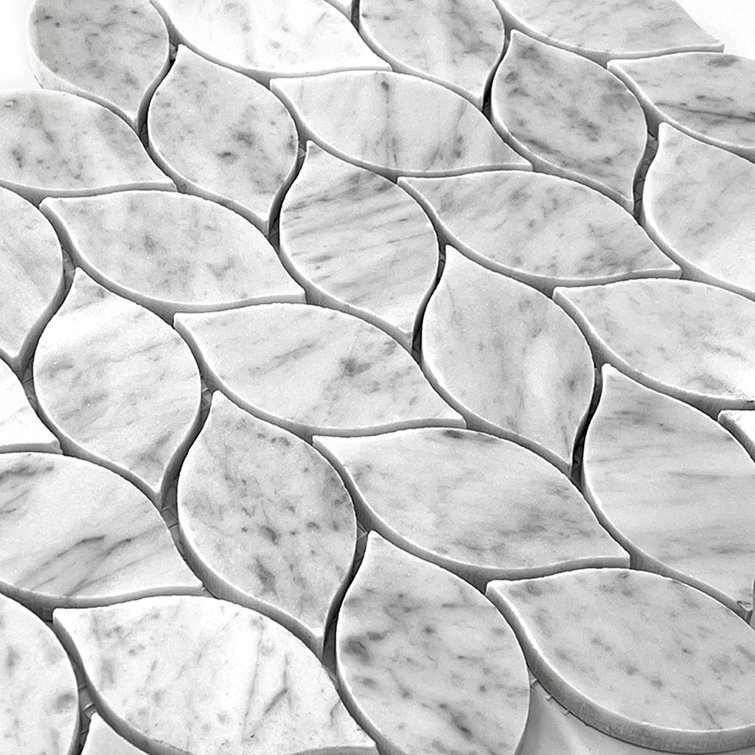 Polished Carrara White Leaf Mosaic Tile for Walls and Floors