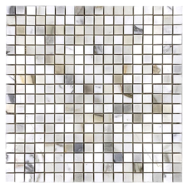 16" Matte White Calacatta Marble Square Mosaic Tile