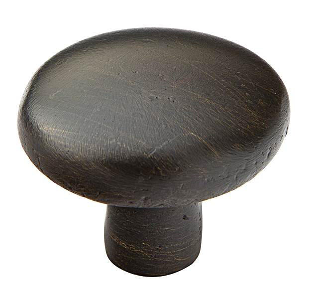 Medium Bronze Round Sandcast Cabinet Knob with Mounting Hardware