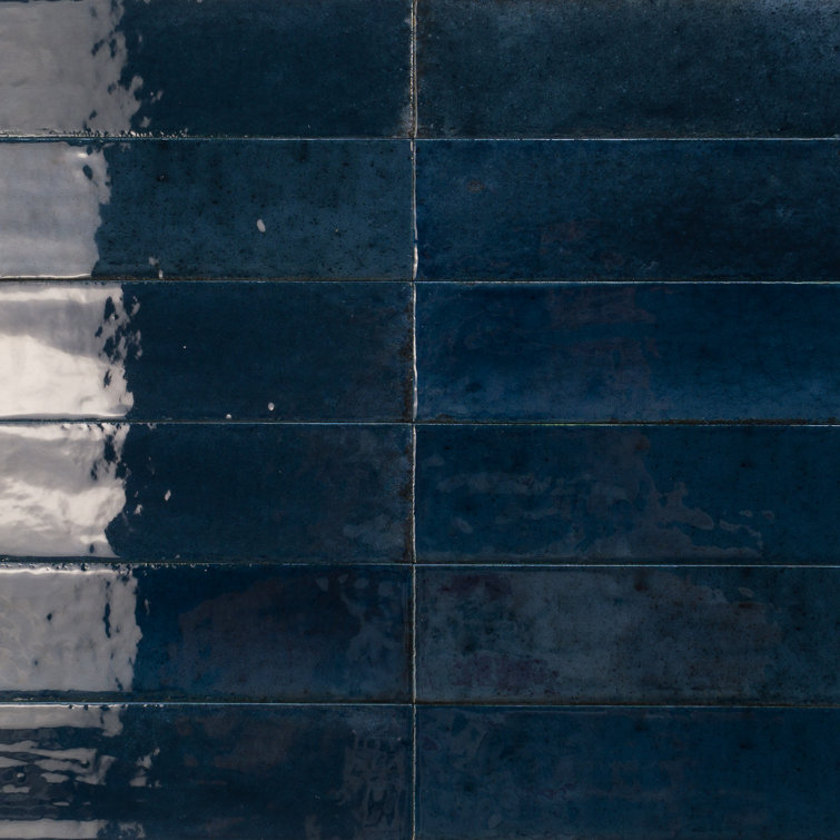 Blue Glossy Italian Porcelain Subway Wall Tile 2.5" x 9.5"