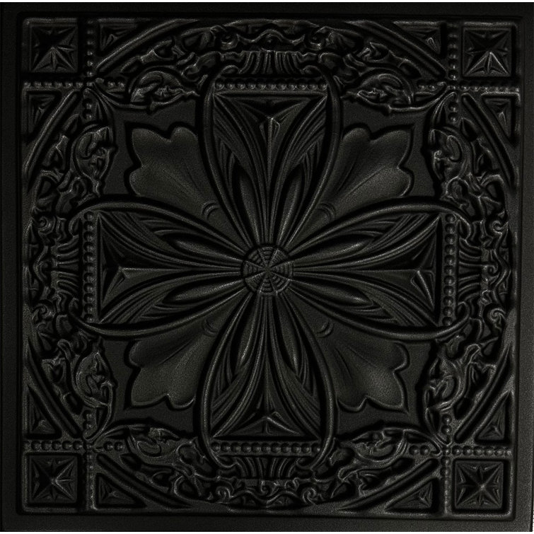 Lucas Shield Black Matte Textured Polystyrene Ceiling Tile
