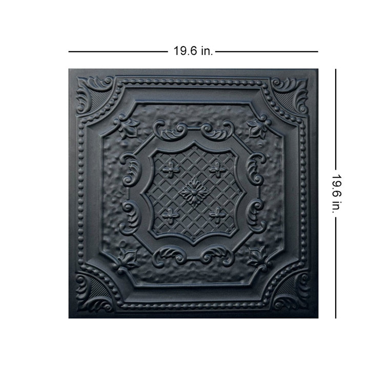 Black Matte 1.6 Ft. x 1.6 Ft. Glue-Up Polystyrene Ceiling Tile