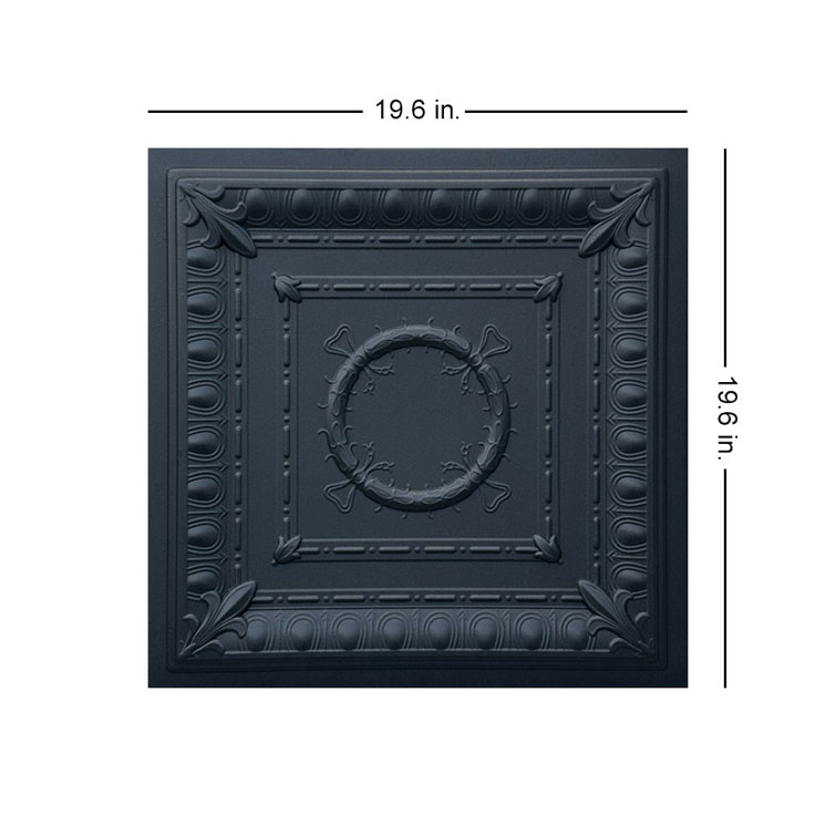 Romanesque Wreath Black Matte Polystyrene Glue-up Ceiling Tile