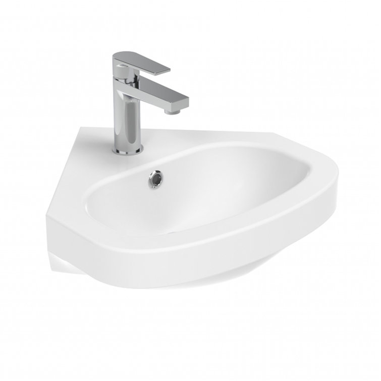 Glossy White Ceramic Wall-Mount Oval Vessel Sink