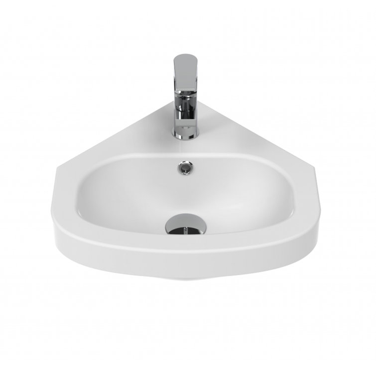 Glossy White Ceramic Wall-Mount Oval Vessel Sink