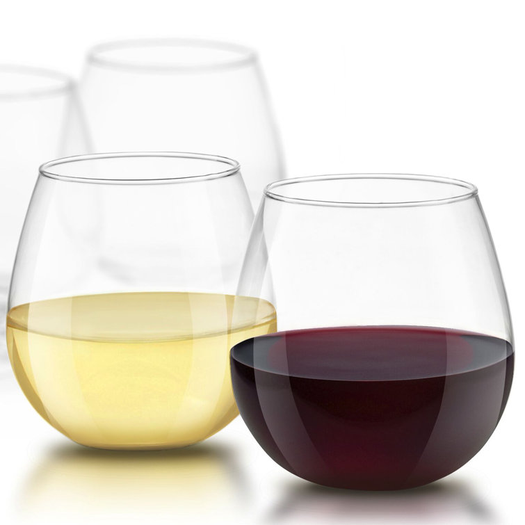 JoyJolt 15oz Clear Stemless Wine Glasses Set of 4
