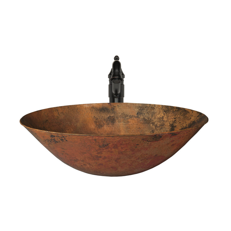 Oval Copper Above-Counter Sink with Oil Rubbed Bronze Faucet