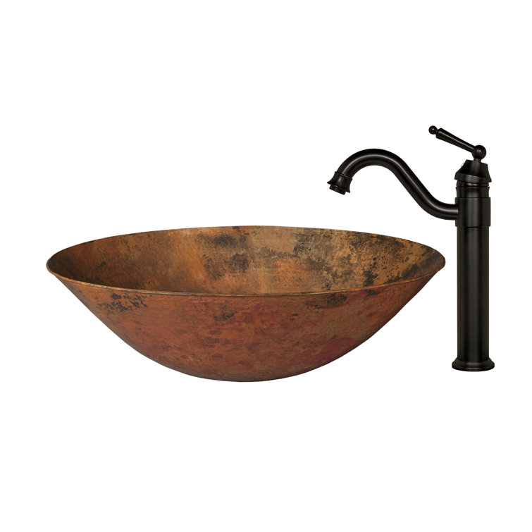 Oval Copper Above-Counter Sink with Oil Rubbed Bronze Faucet